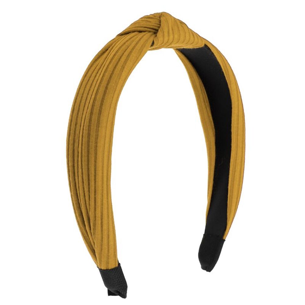 Textured Cotton Knot Headband Soft Hairband 1.3 Inch Height Yellow